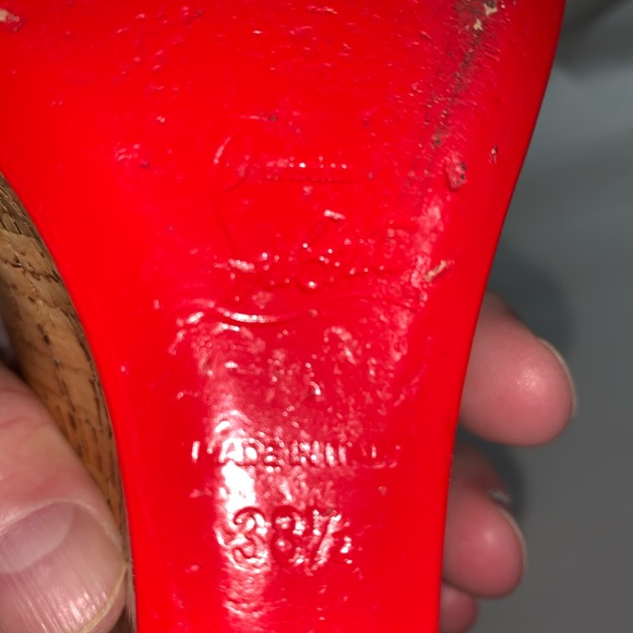 CHRISTIAN LOUBOUTIN size 38.5 cork print WEDGES - Picture 14 of 15